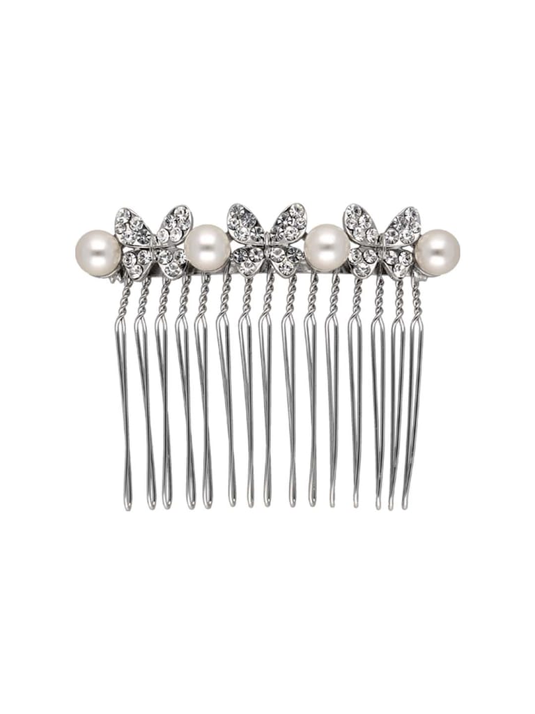 Fancy Comb in White color and Rhodium finish - CNB39579