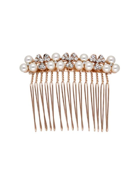 Fancy Comb in White color and Rose Gold finish - CNB39580