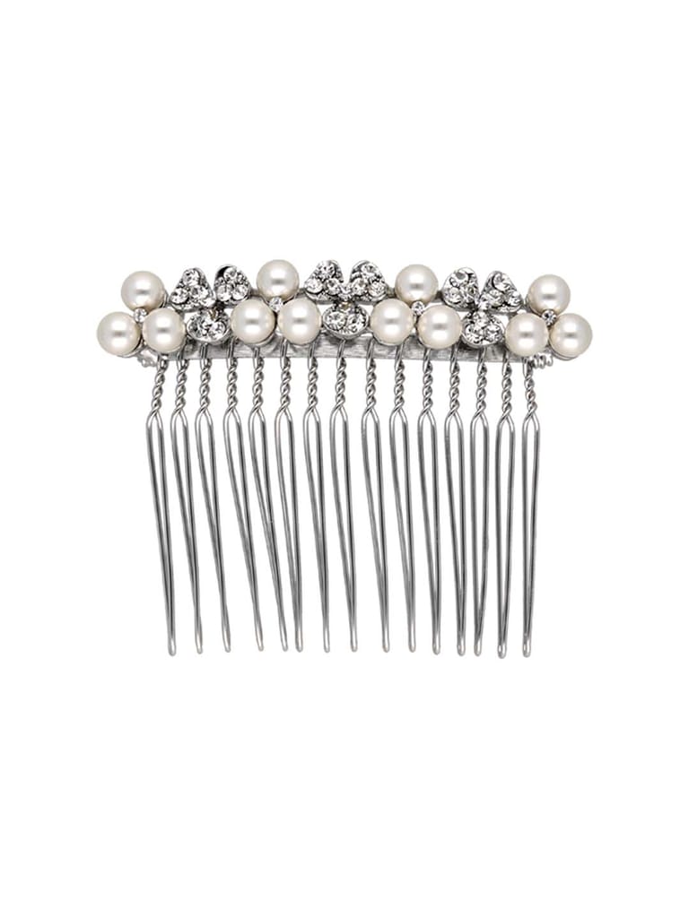 Fancy Comb in White color and Rhodium finish - CNB39581