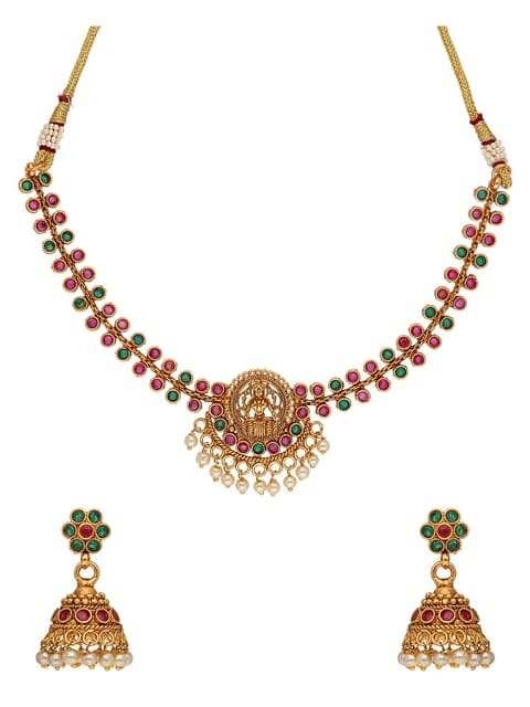 Temple Necklace Set in Gold finish - SJV132