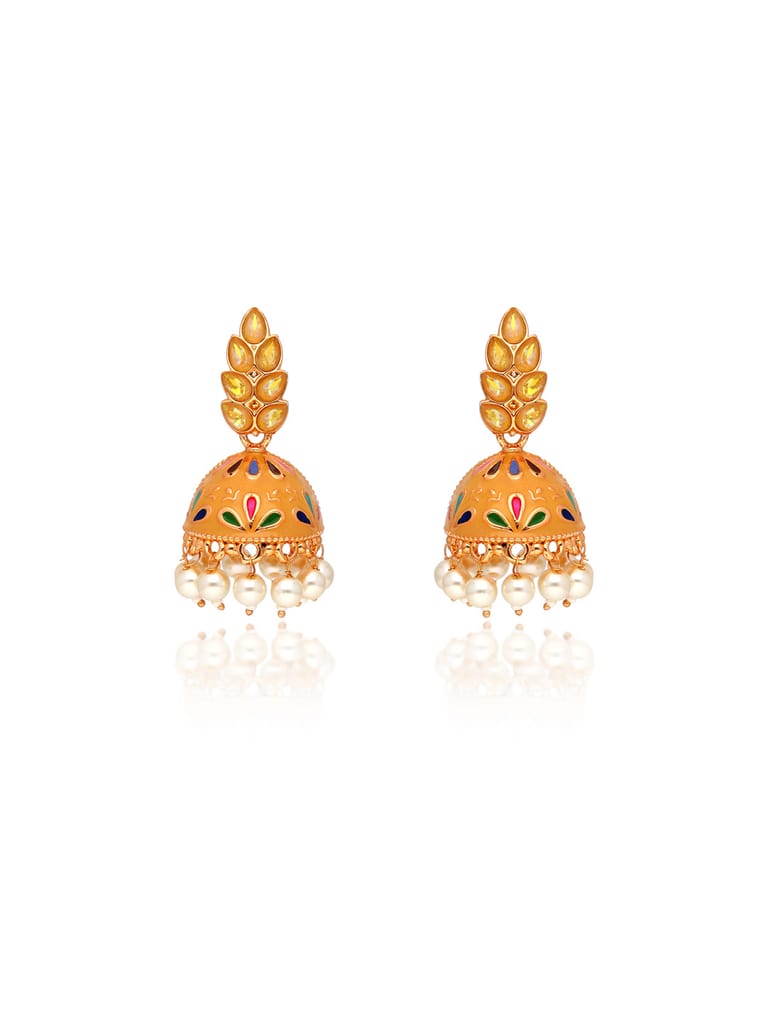 Meenakari Jhumka Earrings in Rose Gold finish - CNB39042