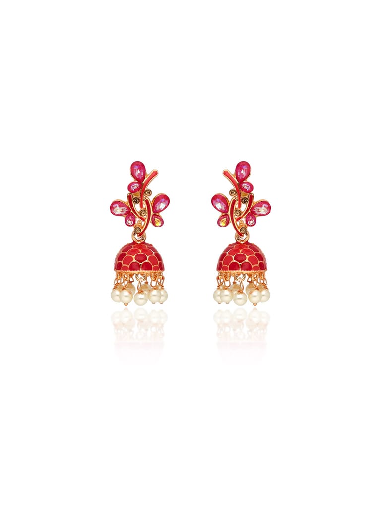 Meenakari Jhumka Earrings in Rose Gold finish - CNB39049