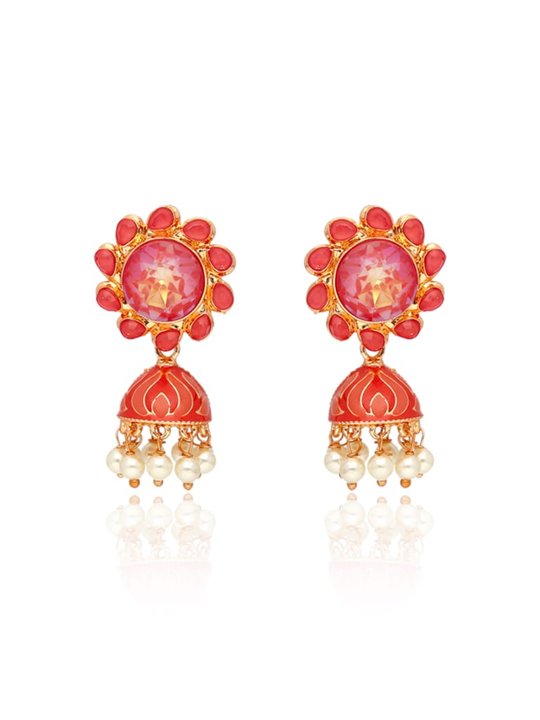 Meenakari Jhumka Earrings in Rose Gold finish - CNB39039