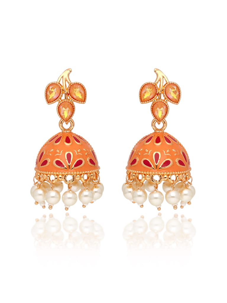 Meenakari Jhumka Earrings in Rose Gold finish - CNB39056