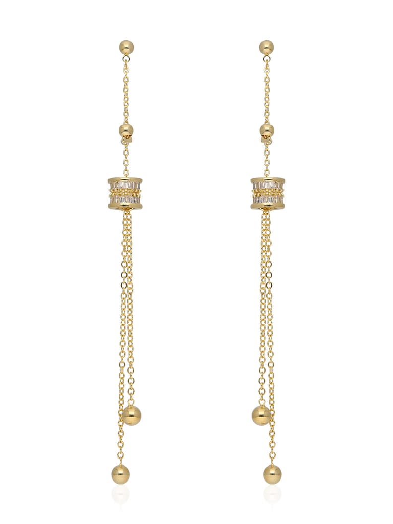 AD / CZ Long Earrings in Gold finish - CNB36583