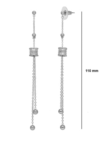 AD / CZ Long Earrings in Rhodium finish - CNB36584
