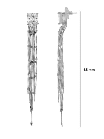 AD / CZ Long Earrings in Rhodium finish - CNB36586