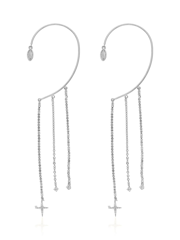 Western Long Earrings in Rhodium finish - CNB36590