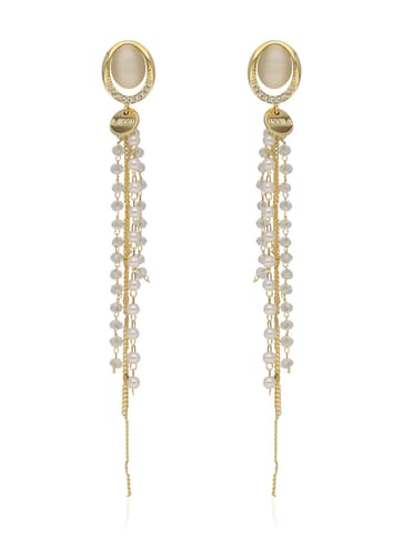 AD / CZ Long Earrings in Gold finish - CNB36593
