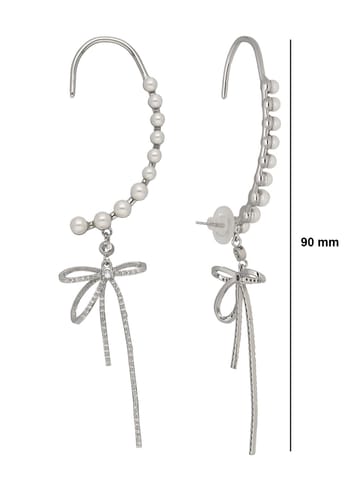 AD / CZ Long Earrings in Rhodium finish - CNB36594