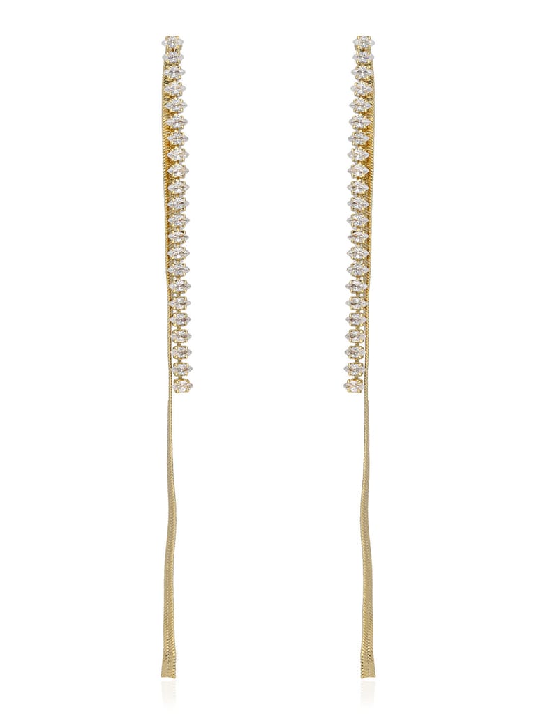 AD / CZ Long Earrings in Gold finish - CNB36592