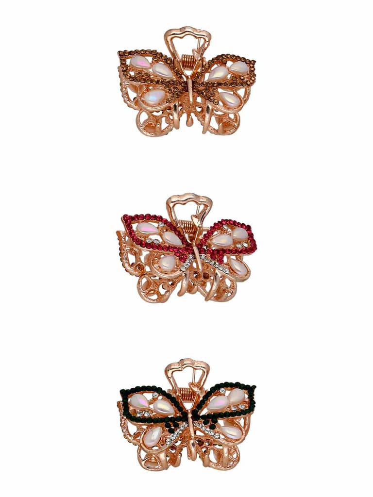 Fancy Butterfly Clip in Rose Gold finish - OMS181
