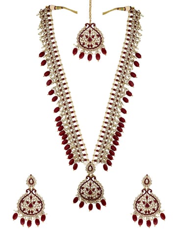 Reverse AD Long Necklace Set in Mehendi finish - 6307