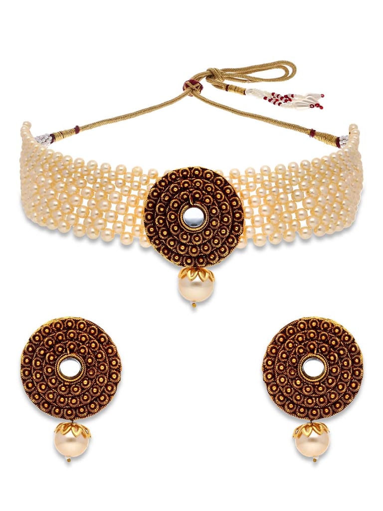 Meenakari Choker Necklace Set in Gold finish - PRT2549MA
