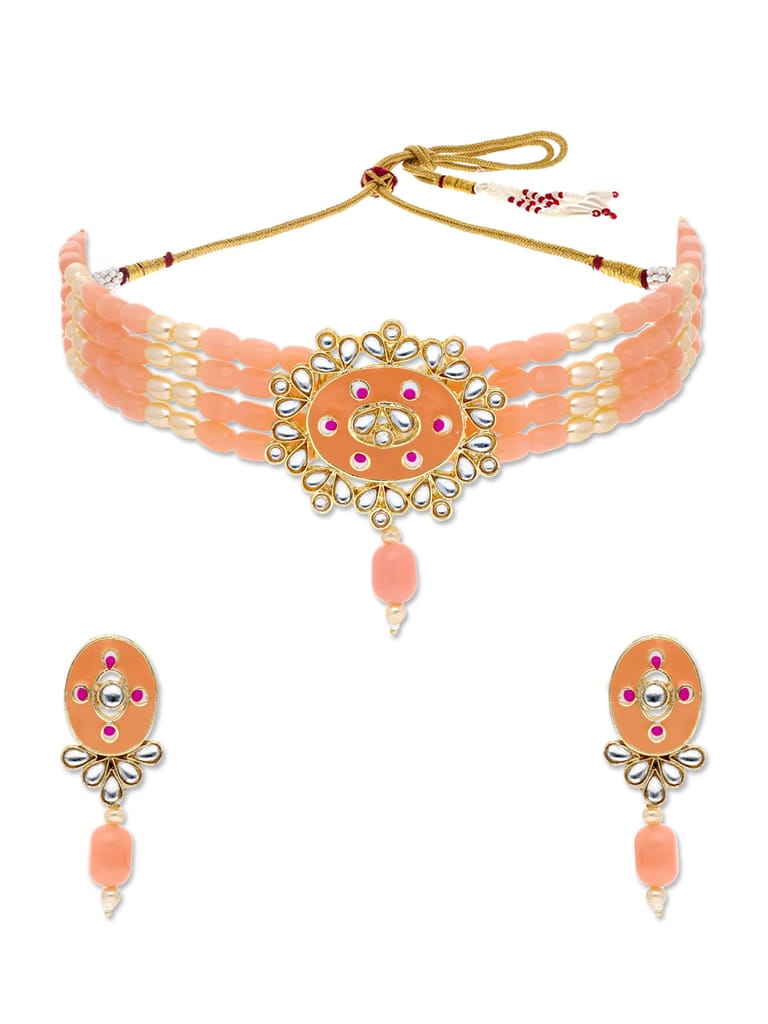 Kundan Choker Necklace Set in Gold finish - PRT2681PE