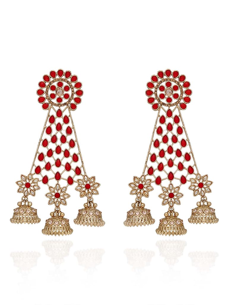 Reverse AD Jhumka Earrings in Oxidised Gold finish - CNB702