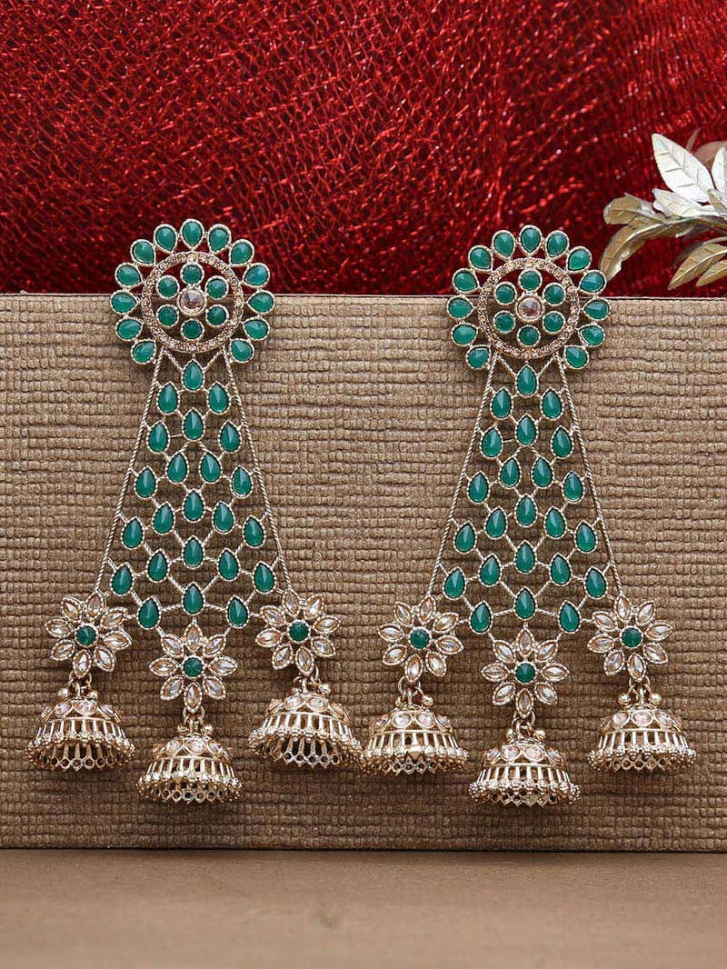 Reverse AD Jhumka Earrings in Oxidised Gold finish - CNB707