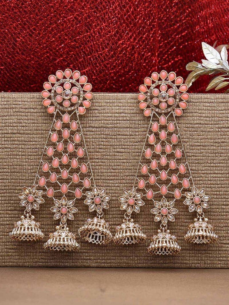 Reverse AD Jhumka Earrings in Oxidised Gold finish - CNB710