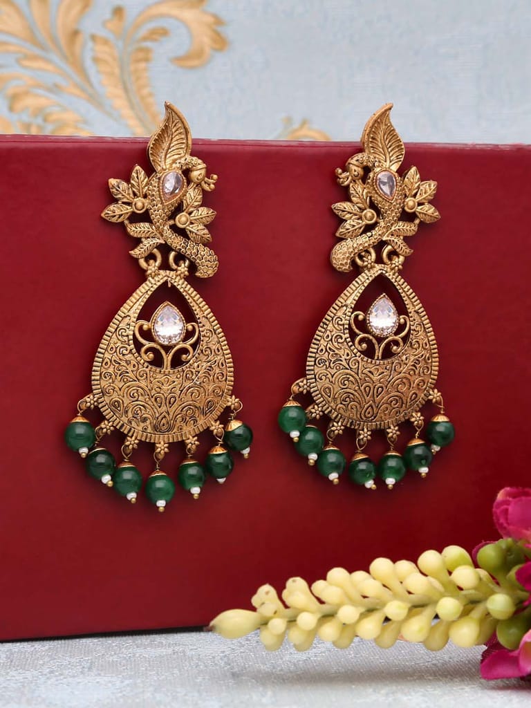 Antique Long Earrings in Matt Gold finish - CNB6220