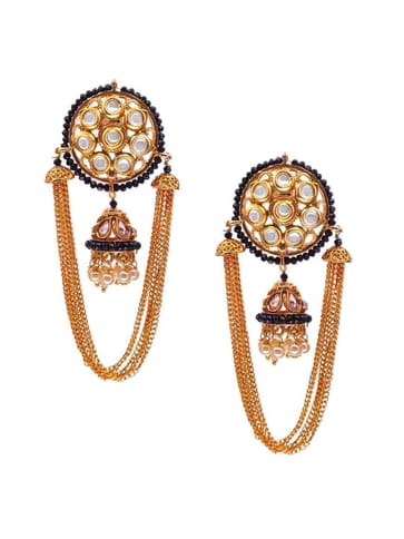 Kundan Long Earrings in Gold finish - CNB482