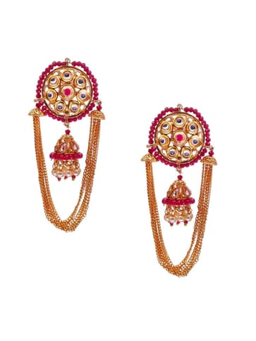 Kundan Long Earrings in Gold finish - CNB485