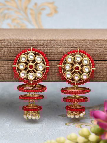 Kundan Long Earrings in Gold finish - CNB510