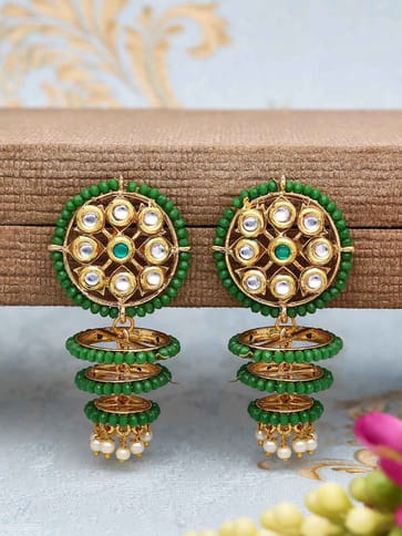Kundan Long Earrings in Gold finish - CNB507