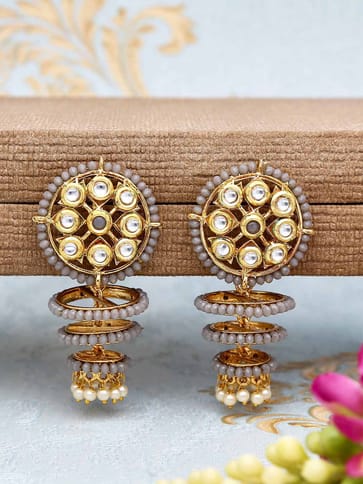 Kundan Long Earrings in Gold finish - CNB508