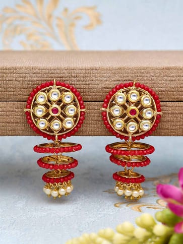 Kundan Long Earrings in Gold finish - CNB513