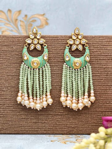 Kundan Long Earrings in Gold finish - CNB543