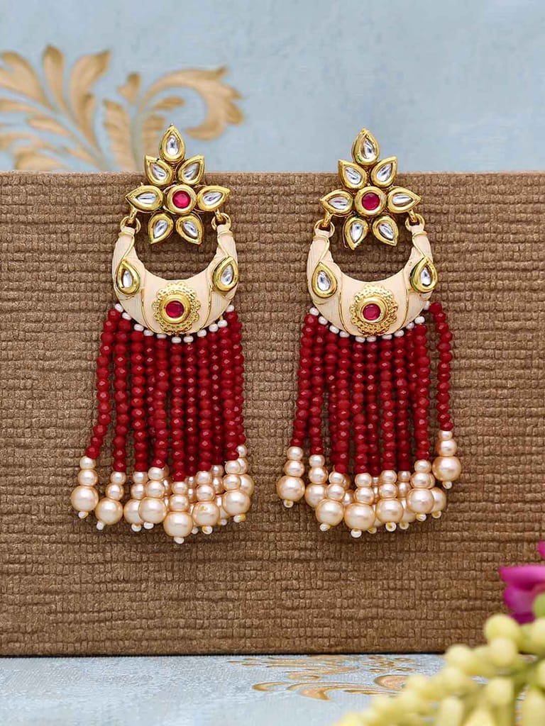 Kundan Long Earrings in Gold finish - CNB547