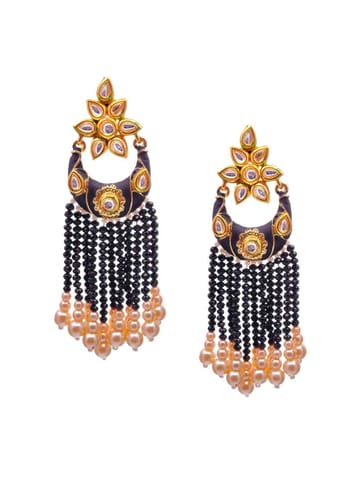 Kundan Long Earrings in Gold finish - CNB548
