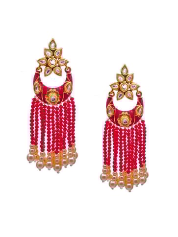 Kundan Long Earrings in Gold finish - CNB553