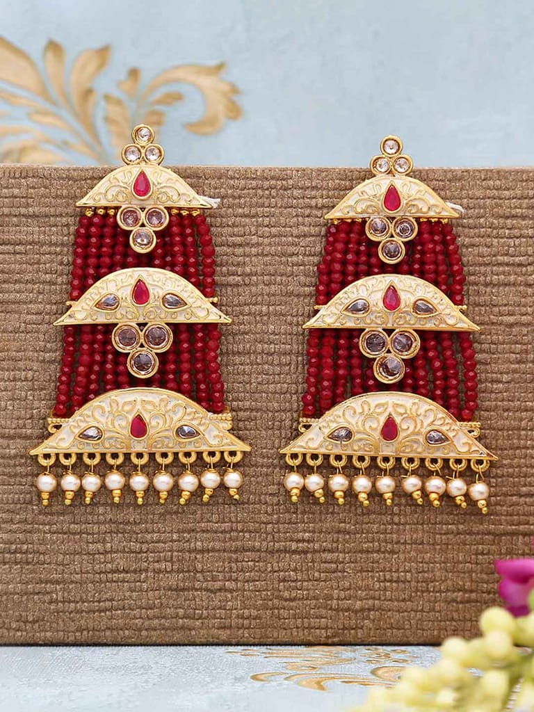 Meenakari Long Earrings in Gold finish - CNB589