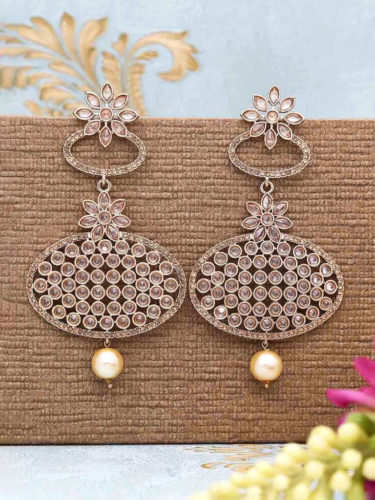 Traditional Long Earrings in Gold finish - CNB686