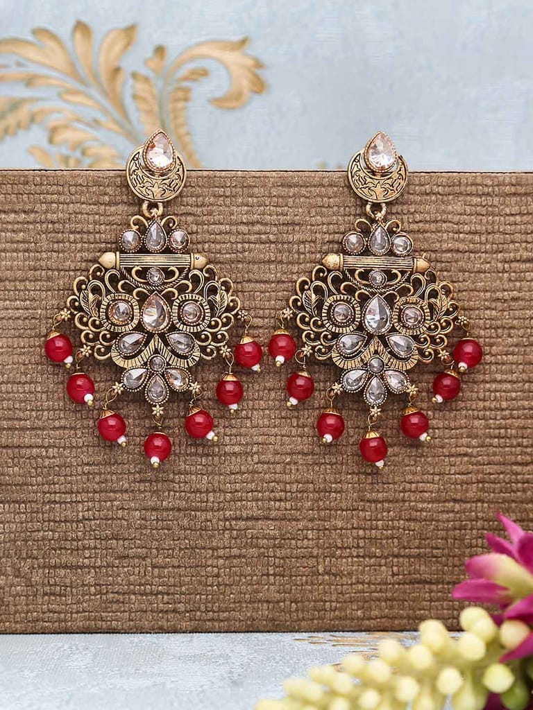 Antique Long Earrings in Matt Gold finish - CNB6267