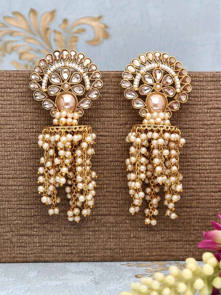 Antique Long Earrings in Gold finish - CNB16203