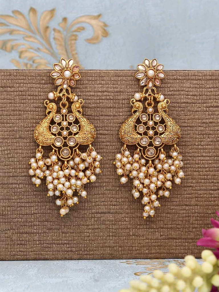 Antique Long Earrings in Gold finish - CNB16151