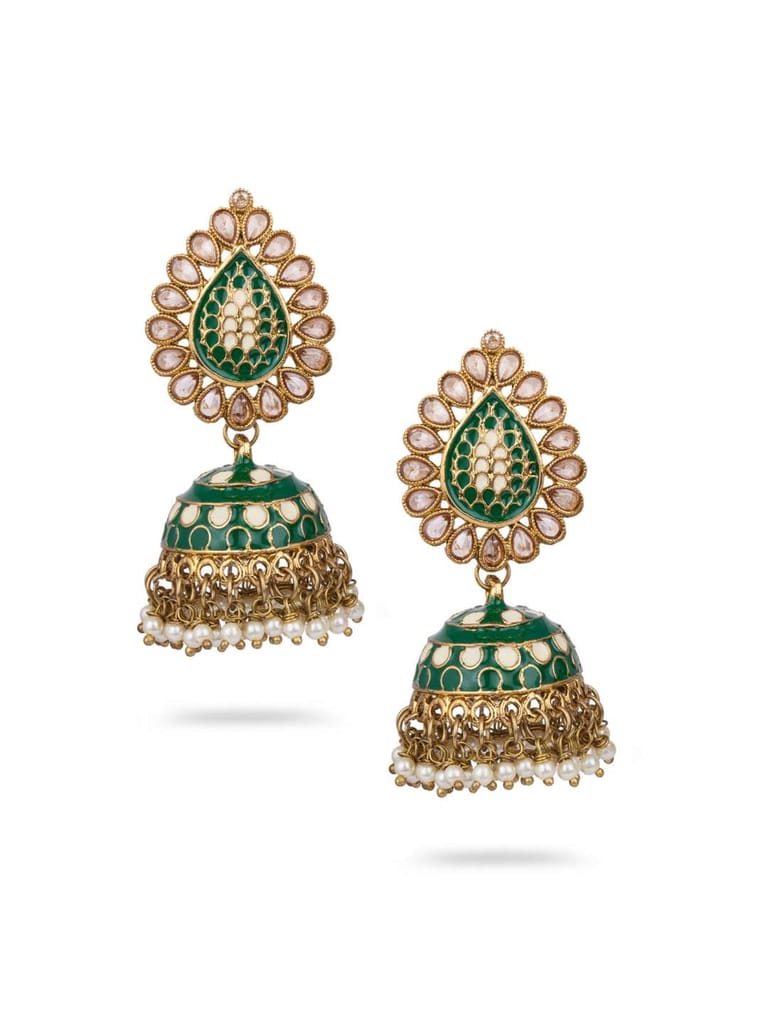 Reverse AD Jhumka Earrings in Gold finish - CNB563