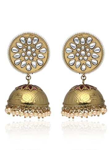 Kundan Jhumka Earrings in Mehendi finish - CNB41272