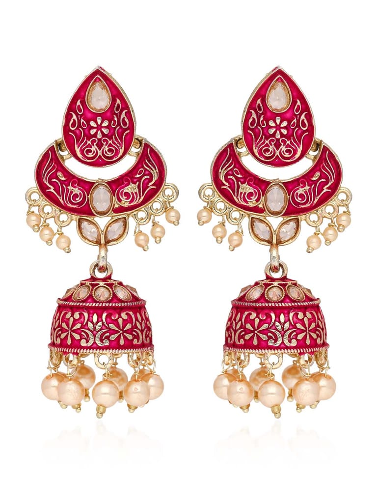 Meenakari Jhumka Earrings in Gold finish - CNB41248