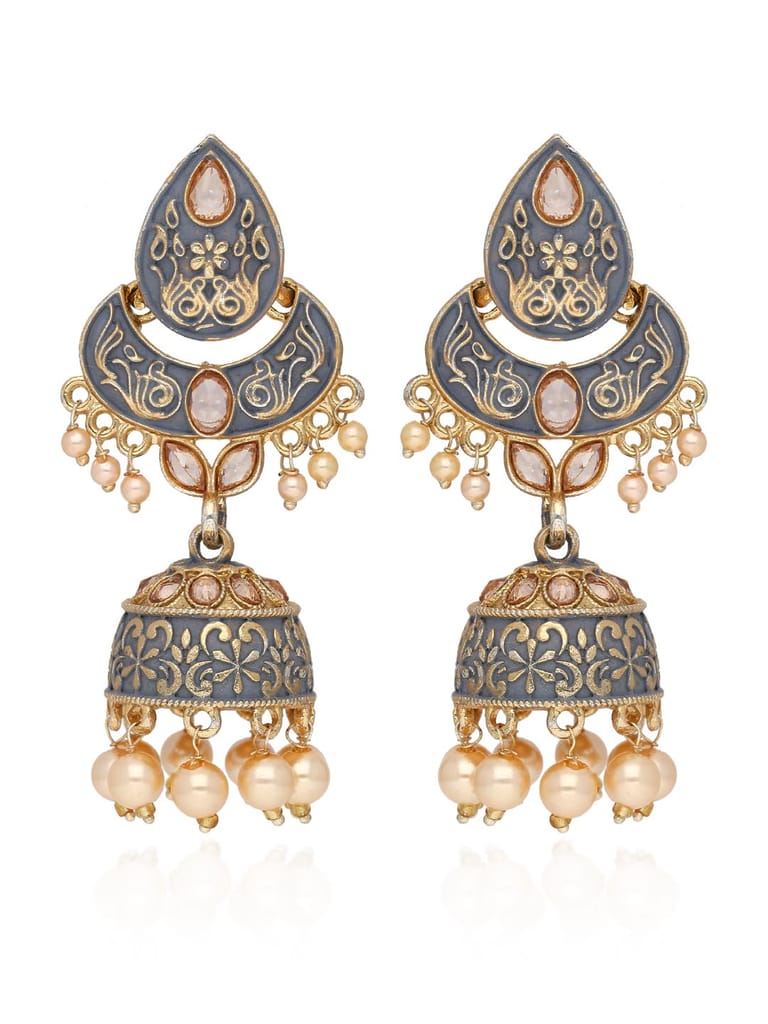 Meenakari Jhumka Earrings in Gold finish - CNB41247