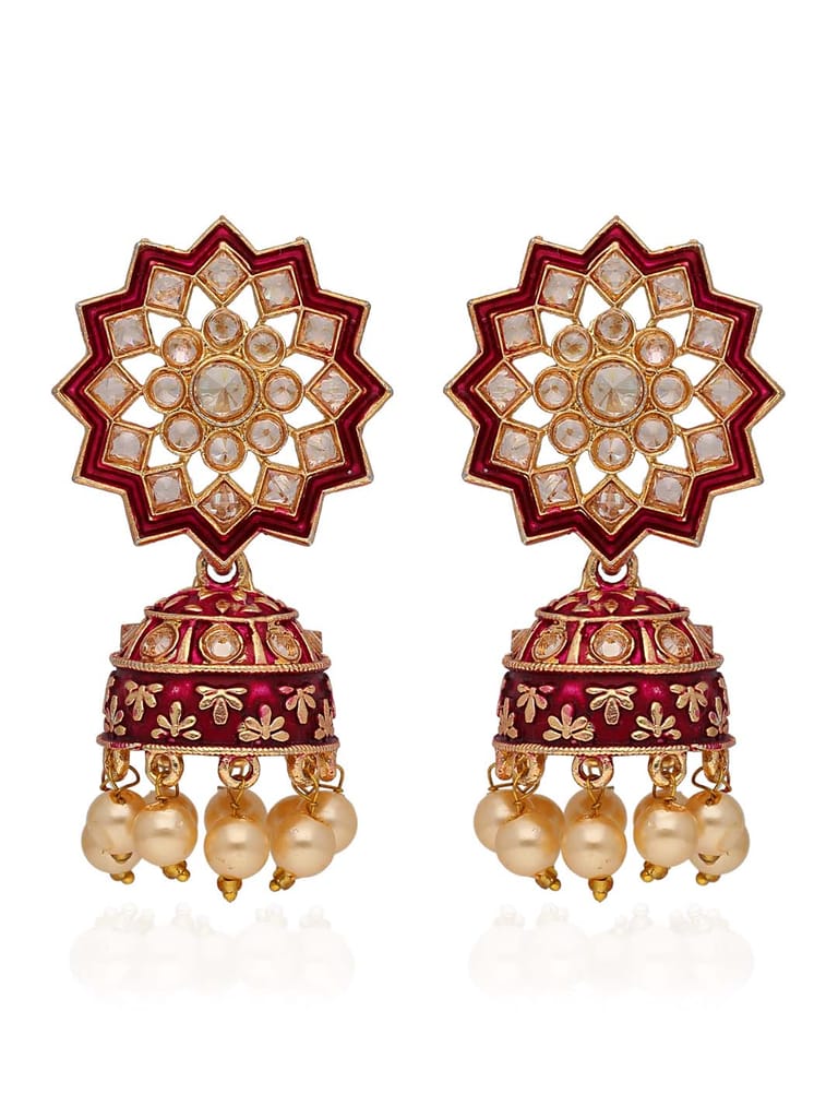 Meenakari Jhumka Earrings in Gold finish - CNB41238