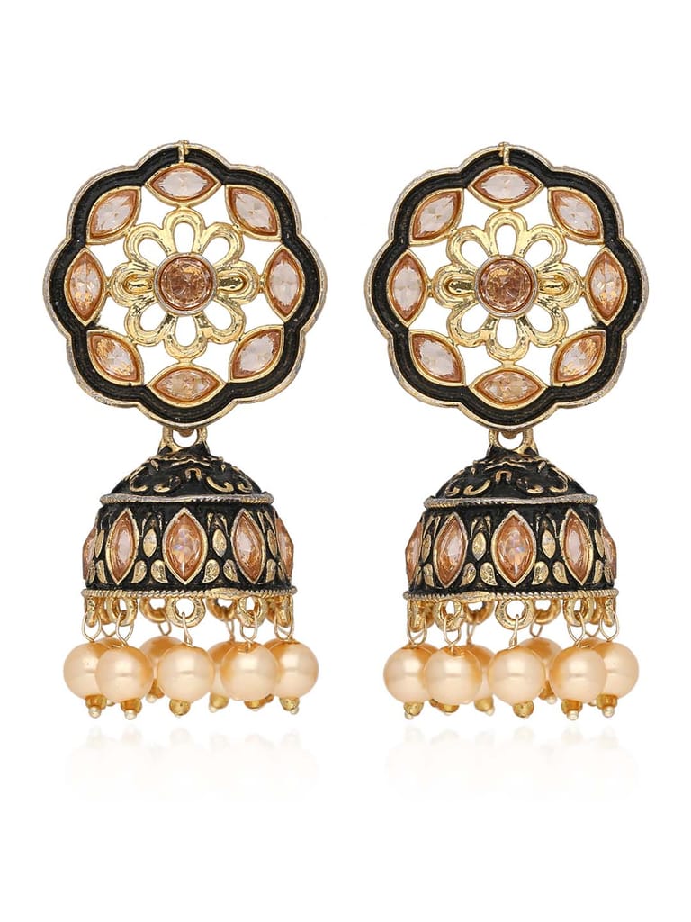 Meenakari Jhumka Earrings in Gold finish - CNB41208