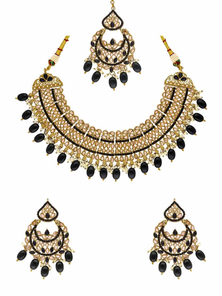 Reverse AD Necklace Set in Mehendi finish - NRJ42