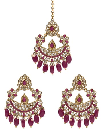 Reverse AD Tikka Earring Set in Mehendi finish - NRJ246