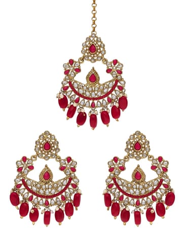 Reverse AD Tikka Earring Set in Mehendi finish - NRJ244