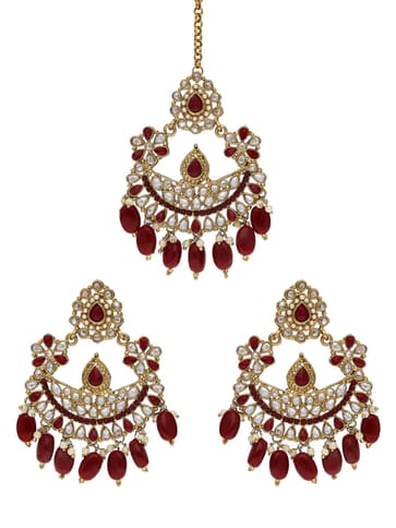 Reverse AD Tikka Earring Set in Mehendi finish - NRJ248