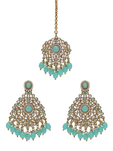 Reverse AD Tikka Earring Set in Mehendi finish - NRJ229