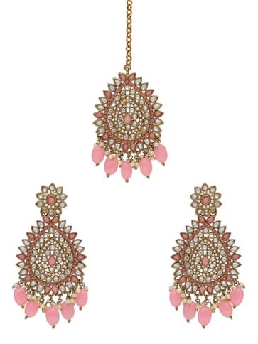 Reverse AD Tikka Earring Set in Mehendi finish - NRJ230